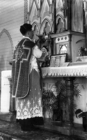 Fr Kevin English MSC celebrating Mass on 10 Aug 1941.